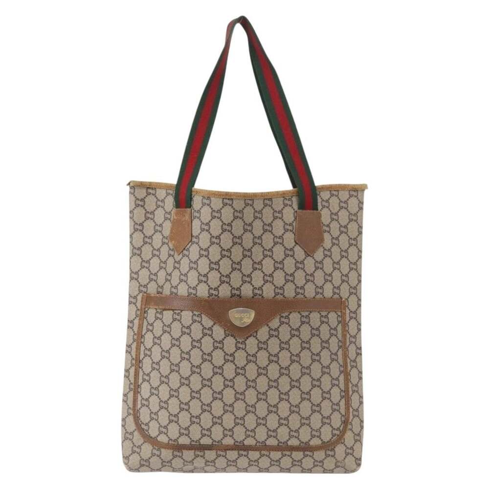 Gucci Plus Supreme Web Coated Canvas Tote Bag Beige